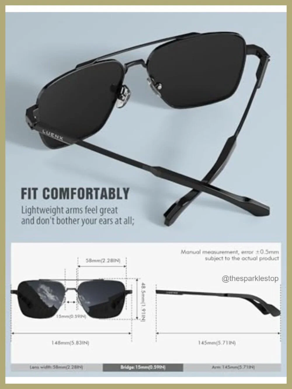 Polarized Aviator Sunglasses UV400 Metal Frame Square Lens Driving